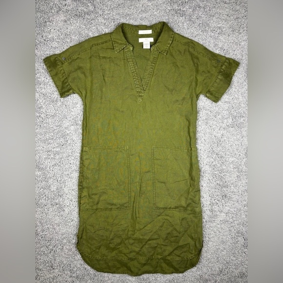 Halston Dress Womens Small Linen Shift Midi Classic Resort Modest Travel Trip - Picture 1 of 3